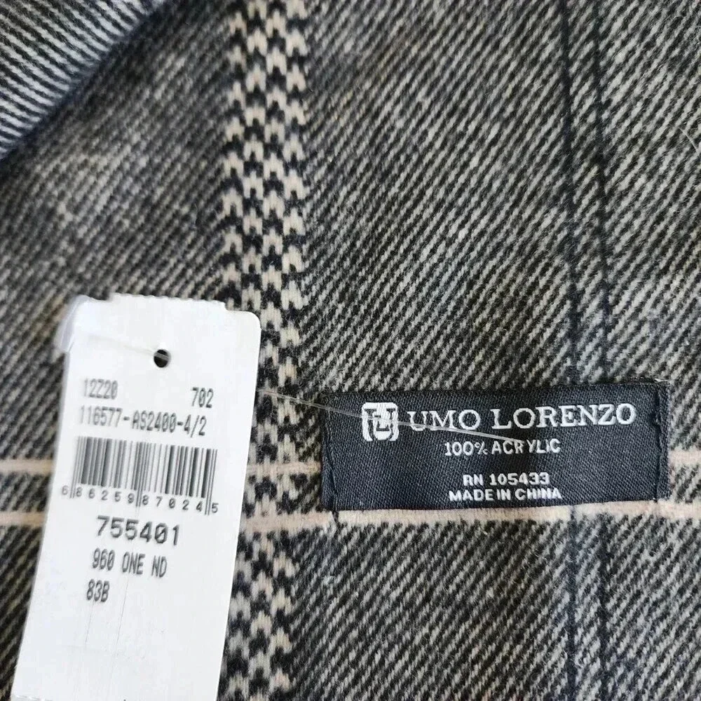 Umo Lorenzo Men’s Gray Plaid Acrylic Scarf